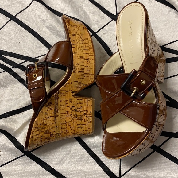 Casadei Gorgeous Patent Leather Platform Slides
